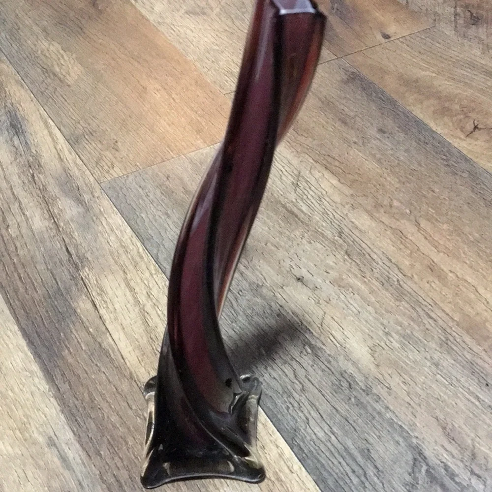 Purple Twisted Vintage Blown Glass Single Stem Vase Art Deco Unique Home Decor